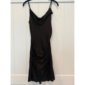 ASTR The Label Black Cowl Neck Sleeveless Ruched Mini Dress